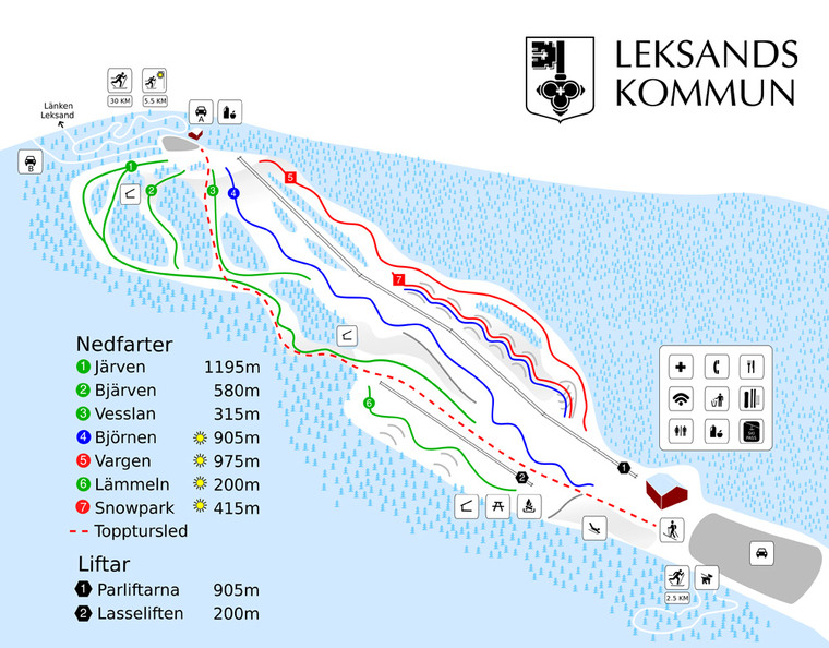 Spårkarta över Granbergets skidanläggning